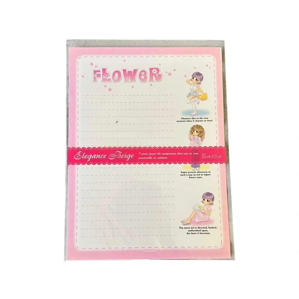 VTG Y2K Sunflower Fancy Elegance Beige Letter Set Kawaii Korean Stationary NWT